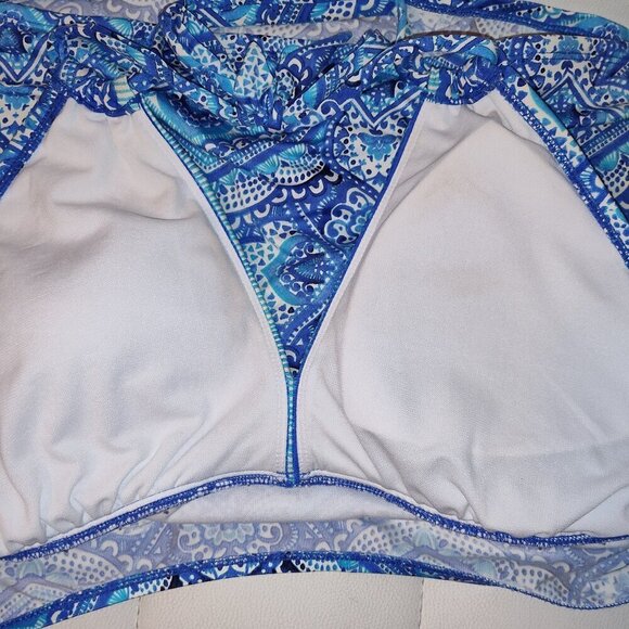 Liz Claiborne Tankini Top Swimsuit Blue Tribal Pattern 2X - Picture 6 of 8